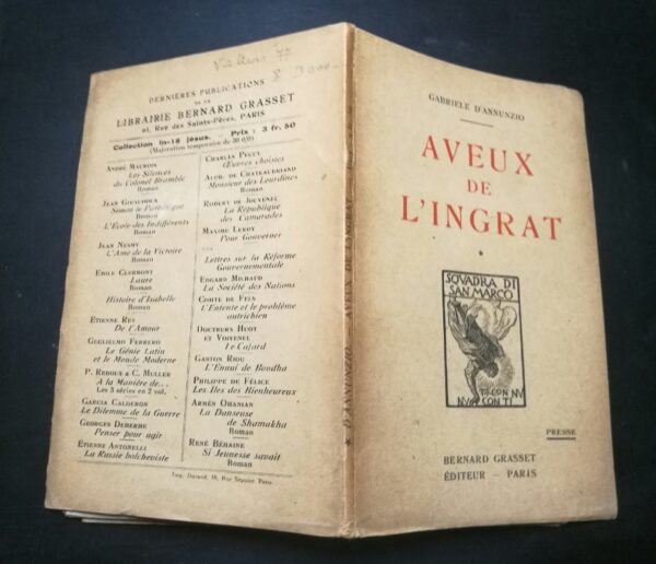 D'Annunzio Gabriele - Aveux de l’Ingrat -  Bernard Grasset éditeur, 1919 - immagine 3
