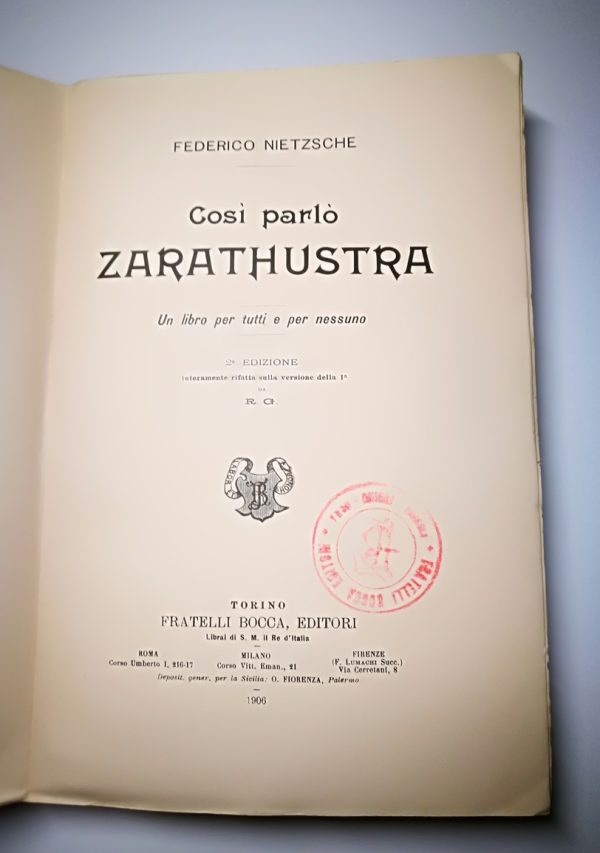 Così parlò Zarathustra. Un libro per tutti e per nessuno. Seconda edizione - 1906 - - immagine 2