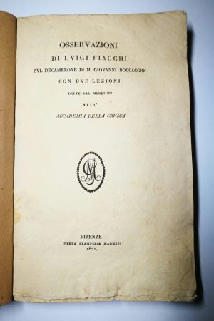 Osservazioni Di Luigi Fiacchi Sul Decamerone Di M. Giovanni Boccaccio
