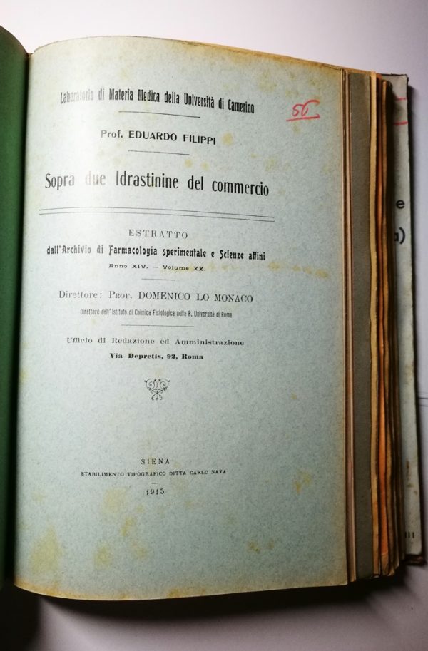 Eduardo Filippi - Raccolta di 70 Opuscoli-Estratti di Farmacologia 1888-1935 - immagine 5