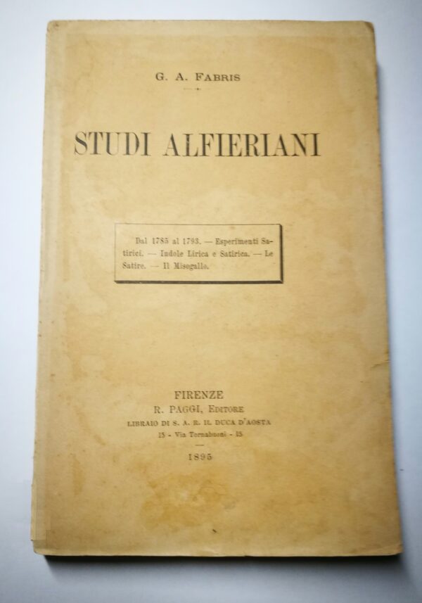 A. Fabris. Studi Alfieriani dal 1793