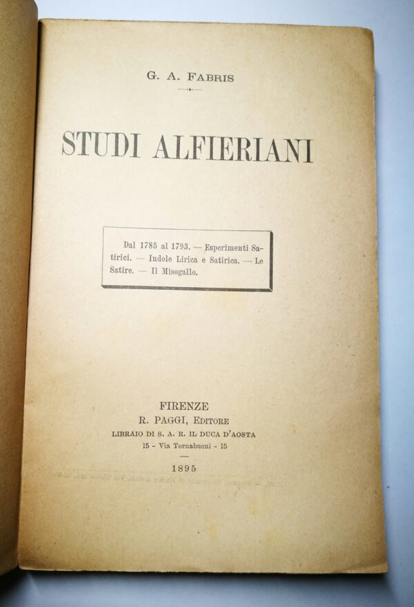 A. Fabris. Studi Alfieriani dal 1793 - immagine 3