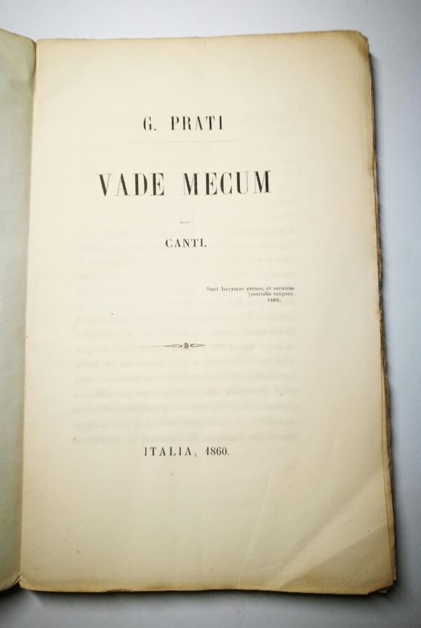 Giovanni Prati - Vade Mecum CANTI - Italia1860 - immagine 3