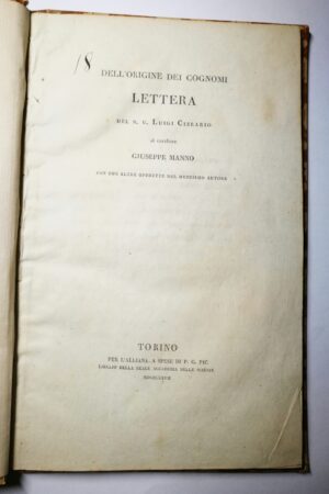 Luigi Cibrario  Dell’origine dei Cognomi