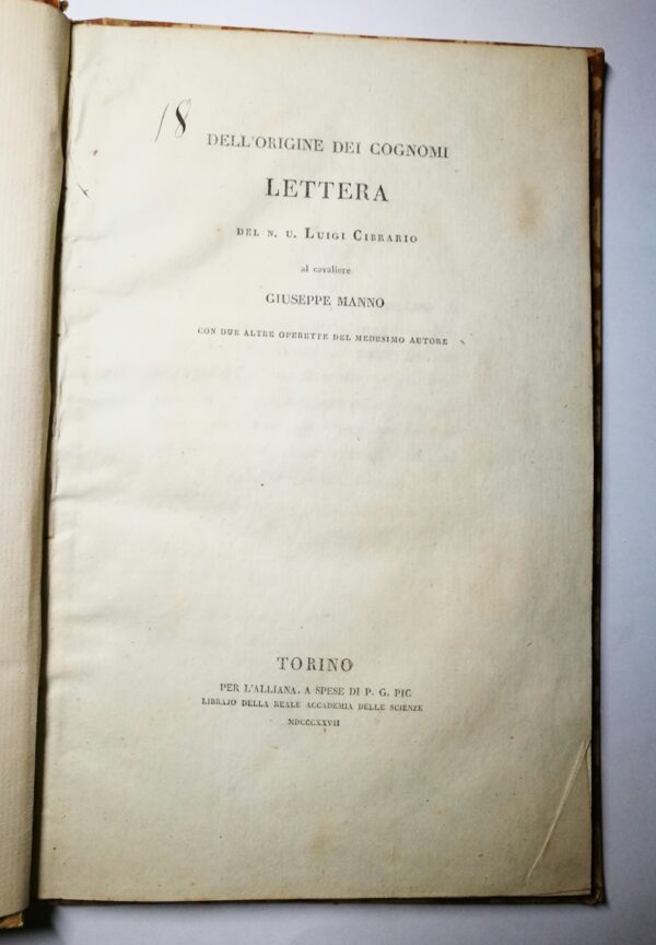 Luigi Cibrario  Dell’origine dei Cognomi