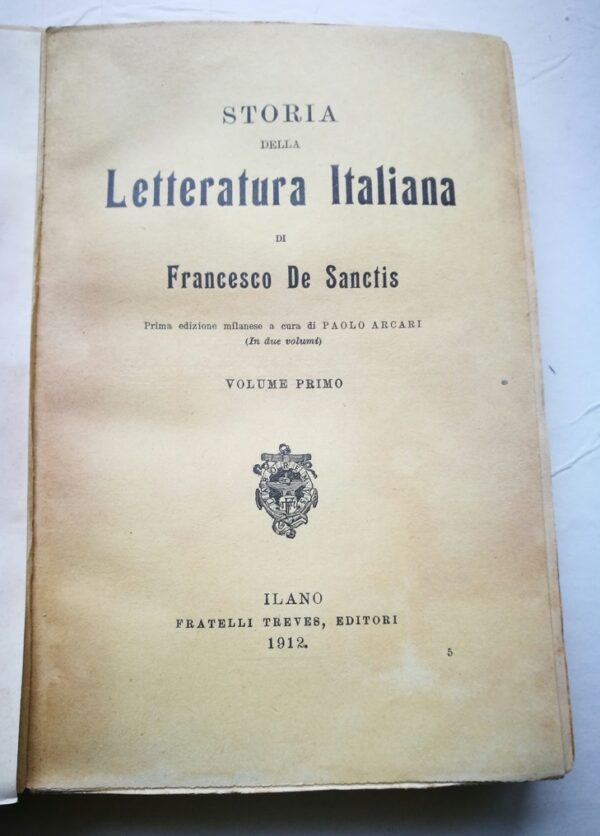 Letteratura Italiana di Francesco De Sanctis Prima edizione milanese - immagine 3