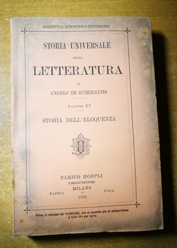 De Gubernatis Angelo - Storia dell’Eloquenza
