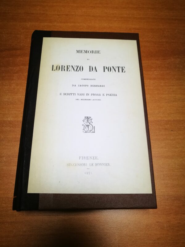 Memorie di Lorenzo Da Ponte compendiate da Jacopo Berardi