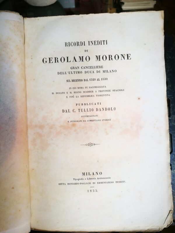 Ricordi inediti di Gerolamo Morone 1855 - immagine 2