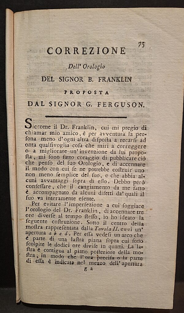B. Franklin e G. Ferguson Descrizione d’un Orologio - immagine 3