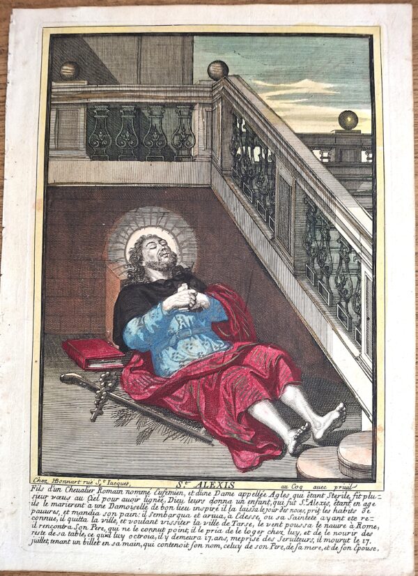 Saint Alexis – Incisione devozionale, Parigi ca. 1730