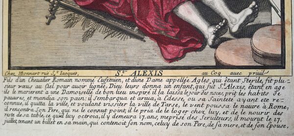 Saint Alexis – Incisione devozionale, Parigi ca. 1730 - immagine 4