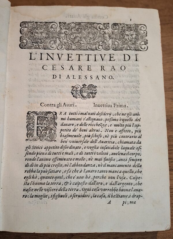 Rao Cesare - Invettive, Orationi, et Discorsi di Cesare Rao - In Vinegia, appresso Damiano Zenaro, 1587 - immagine 5