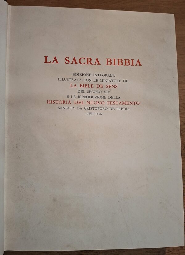 La Sacra Bibbia - Illustrata con LA BIBLE DE SENS e Nuovo Testamento Cristoforo De Predis - Editrice SAIE, 1985 - immagine 4