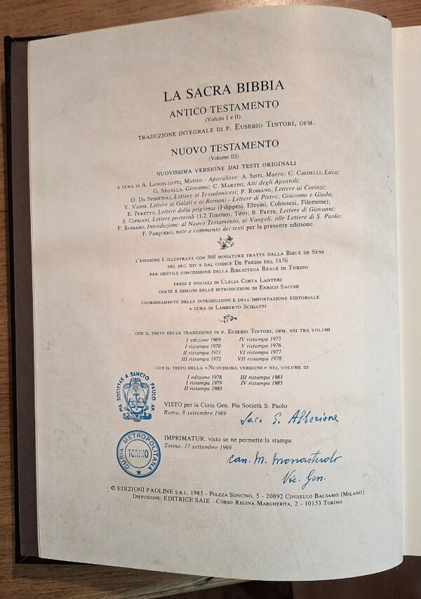 La Sacra Bibbia - Illustrata con LA BIBLE DE SENS e Nuovo Testamento Cristoforo De Predis - Editrice SAIE, 1985 - immagine 6