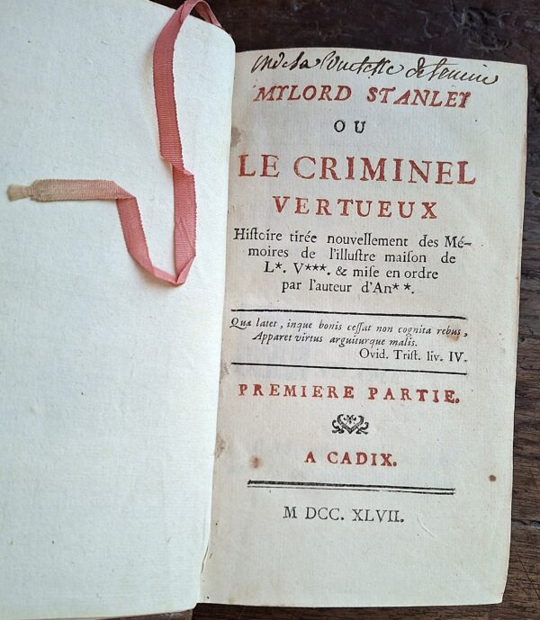 Mylord Stanley, ou le criminel vertueux, À Cadix [ma probabilmente Parigi], 1747 - immagine 3