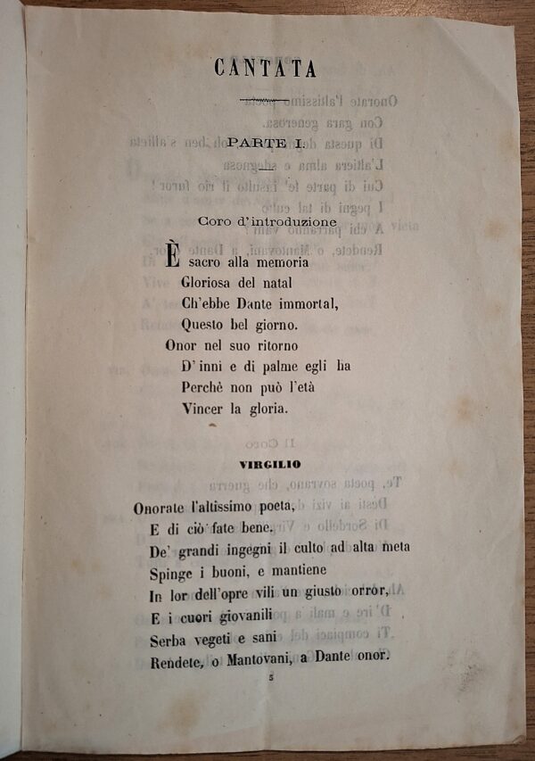 Società Filodrammatica Virgiliana - Nel sesto centenario di Dante-  Mantova, 1865 - immagine 2