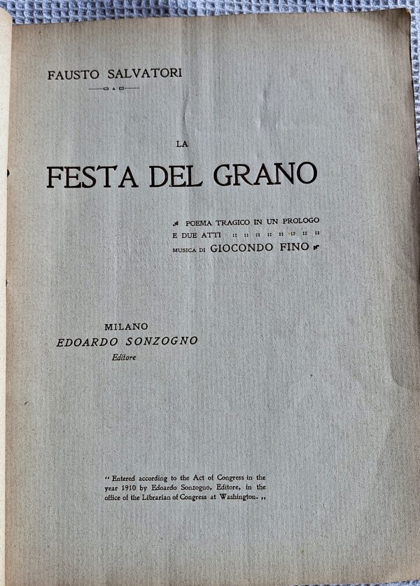 La Festa del Grano. Poema tragico in un prologo e due atti - Illustratore: G. Mancini (xilografie) - 1910 - immagine 4