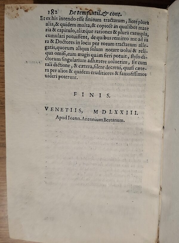 Marcantonio Bardi - Tractatus de tempore utili et continuo - Venetiis, apud Ioannem Antonium Bertanum, 1573 - immagine 8