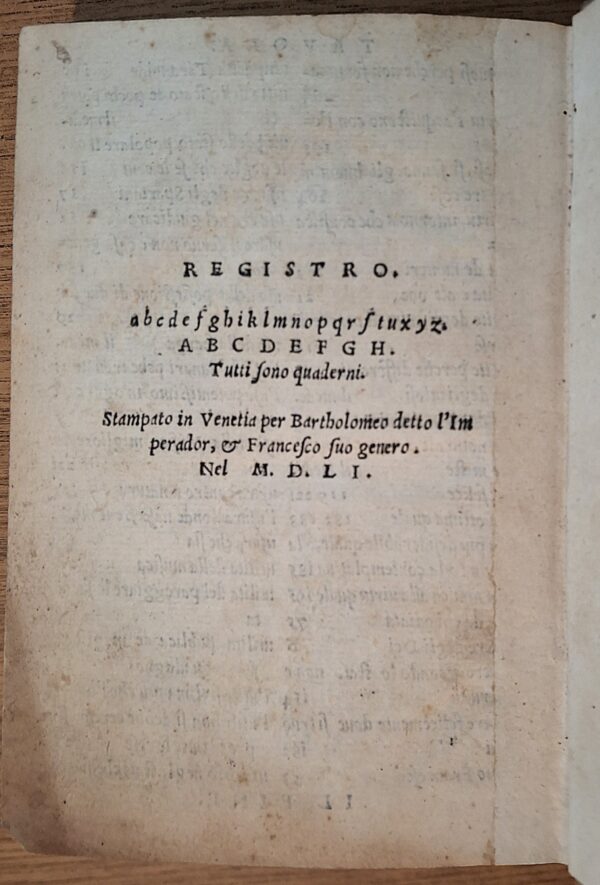 Aristotele - Trattato dei Governi Tradotto dal greco in lingua volgare fiorentina da Bernardo Segni In Vinegia, 1551 - immagine 6