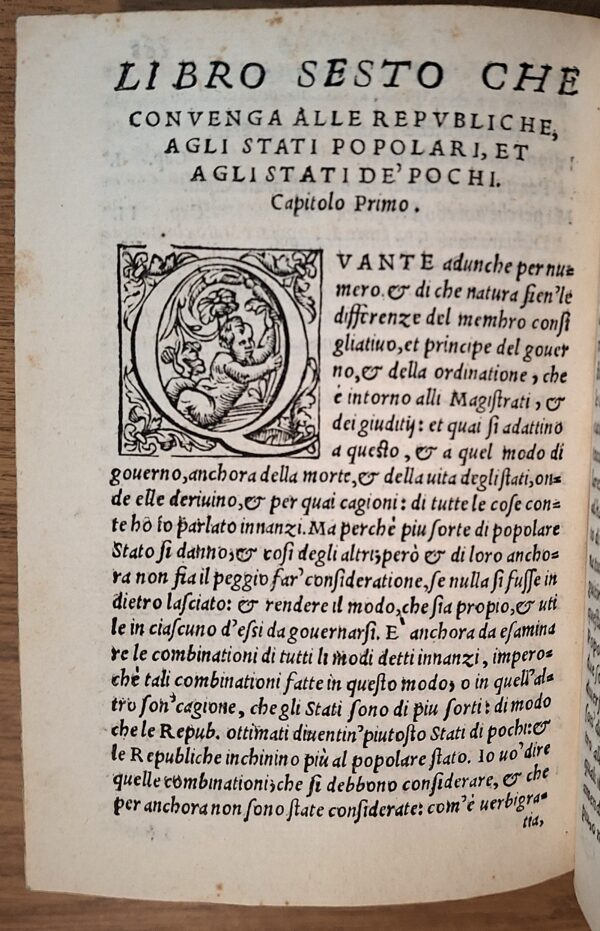 Aristotele - Trattato dei Governi Tradotto dal greco in lingua volgare fiorentina da Bernardo Segni In Vinegia, 1551 - immagine 2