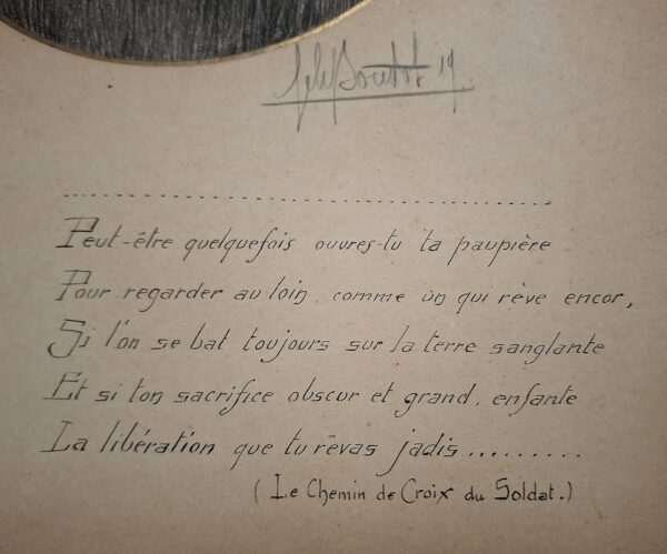 Disegno originale a matita “Le Chemin de Croix du Soldat” di Jules Sourbat (firmato e datato 1919) - immagine 2