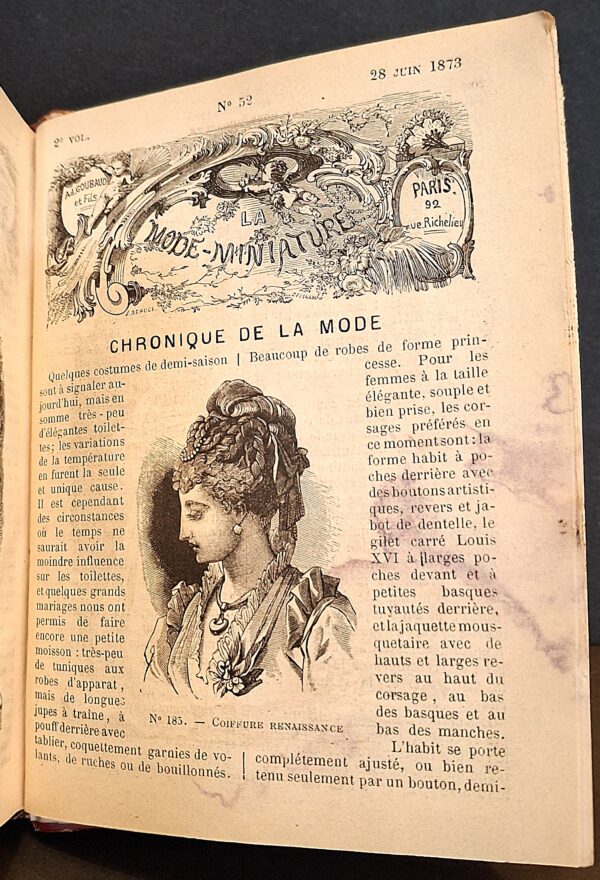 La Mode Miniature - Paris, Ad. Goubaud & Fils Éditeurs, 92 rue de Richelieu - Luglio 1872- Giugno 1873 - Primo Anno - immagine 2