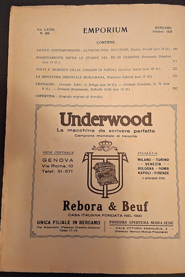 Emporium. Rivista mensile illustrata d’arte e di cultura,  Anno IX, Volume LXVIII, Numero 406 – Ottobre 1928 - immagine 2