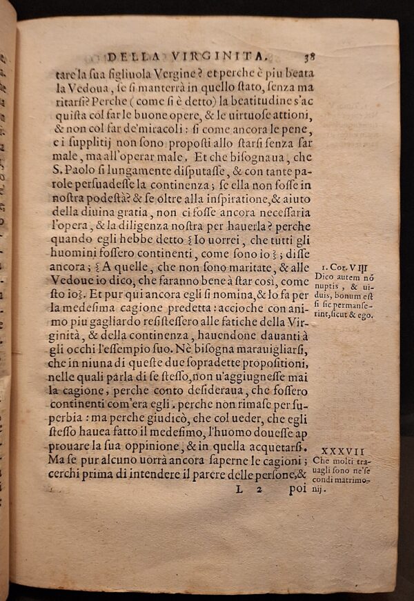 San Giovanni Crisostomo – Libro della Virginita - In Venetia, per Domenico & Gio. Battista Guerra, fratelli, 1565 - immagine 5