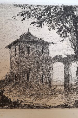 Gilberto Borromeo  -  Rovine sull’Isola Madre (Lago Maggiore) - Incisione