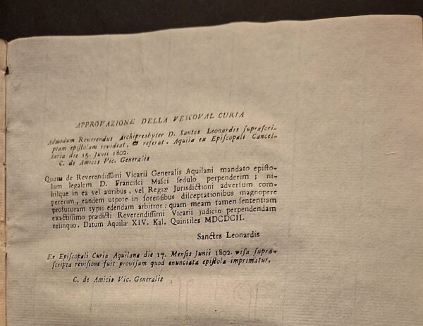 Lettera di D. Francesco Masci... a S.E. il Marchese D. Giovanni de Torres se nel testamento… Aquila, Giuseppe Maria Grossi, 1802. - immagine 4