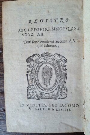 Nicolao Granucci - La piacevol notte et lieto giorno, opera morale - In Venetia, appresso Iacomo Vidali, 1584