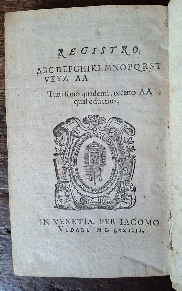 Nicolao Granucci - La piacevol notte et lieto giorno, opera morale - In Venetia, appresso Iacomo Vidali, 1584