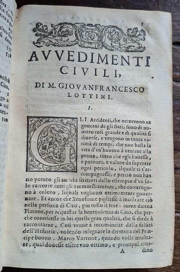 Avvedimenti civili di M. Giovan Francesco Lottini da Volterra - In Venetia, appresso Iacomo Leonzini, 1575