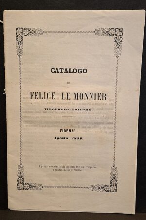 Catalogo di Felice Le Monnier, Tipografo-Editore  Firenze, Agosto 1858