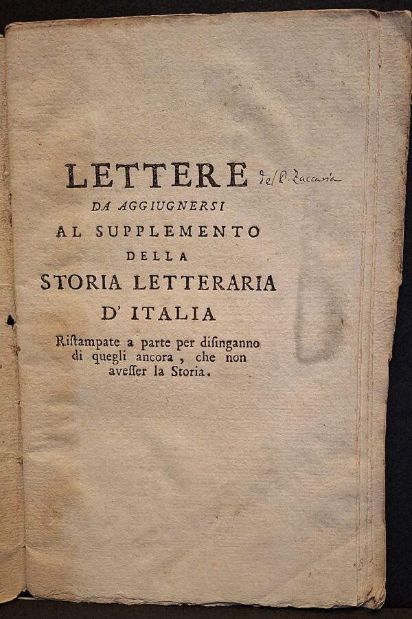 Lettere da aggiungnersi al Supplemento della Storia Letteraria d’Italia. Ristampate a parte per disinganno di quegli ancora... - immagine 3