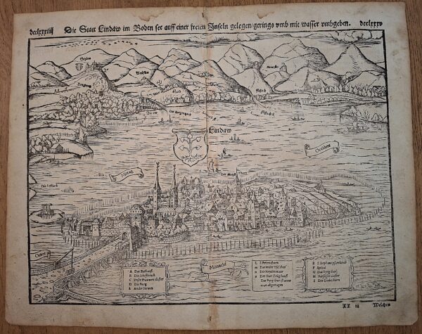 Veduta di Lindau sul Lago di Costanza – Cosmographia di Sebastian Münster, seconda metà del XVI secolo  