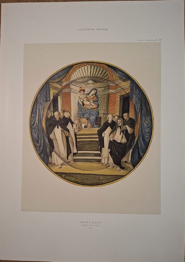 Grand plat Urbino vers 1550 – Faïences Italiennes, Pl. XV  Collection Spitzer – Cromolitografia a colori – Parigi, (ca. 1880–1890)