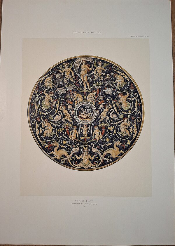 Collection Spitzer – Faïences Italiennes, Pl. III  Grand Plat Fabrique de Caffaggiolo - Parigi, (ca. 1880–1890)
