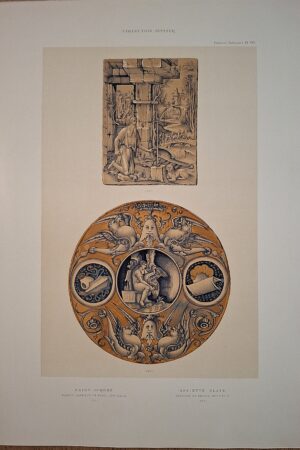 Collection Spitzer – Faïences Italiennes, Pl. VIII  Saint Jérôme (Forlì) - Assiette Plate (Deruta) - Cromolitografia a colori - Parigi, (ca. 1880–1890)
