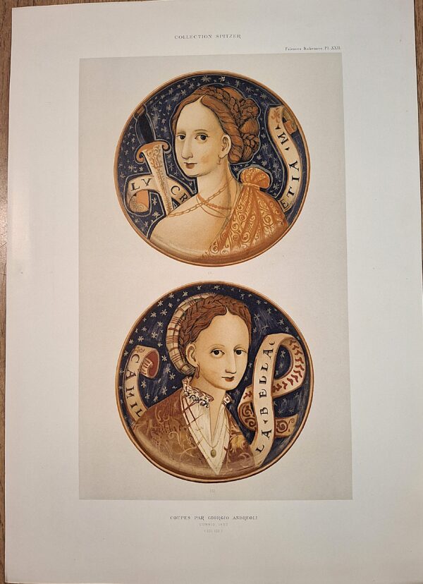Collection Spitzer – Faïences Italiennes, Pl. XXII  Coupes par Giorgio Andreoli, Gubbio, 1537 - Cromolitografia a colori - Parigi, (ca. 1880–1890)