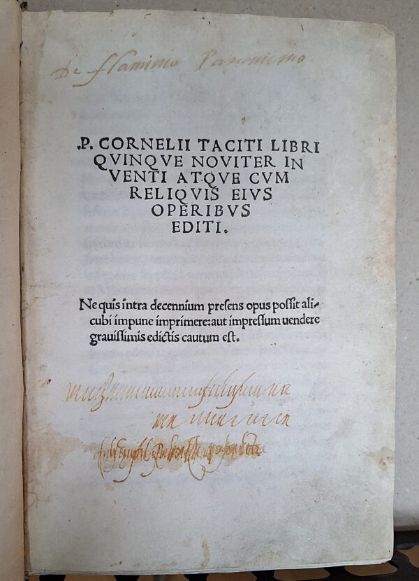 P. Cornelii Taciti libri quinque noviter inventi atque cum reliquis... editi Milano, Alessandro Minuziano, 1517 – Prima edizione - immagine 4