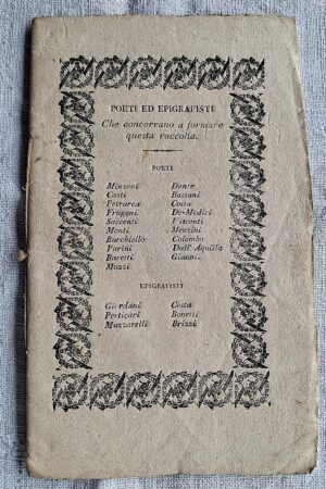 Nuova raccolta di Sonetti ed Epigrafi - Bologna, Tipografia Turchi, 1834