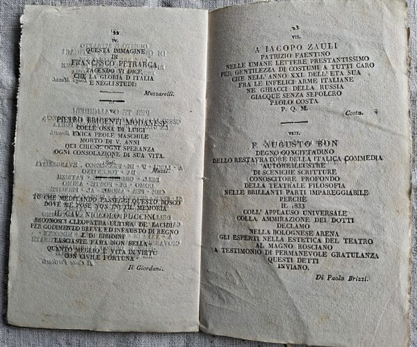 Nuova raccolta di Sonetti ed Epigrafi - Bologna, Tipografia Turchi, 1834 - immagine 5