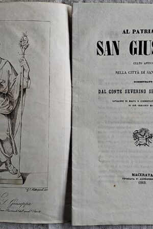 Severino Servanzi Collio - Al Patriarca San Giuseppe. Culto antico nella città di Sanseverino - Macerata, Tipografia di Alessandro Mancini, 1863