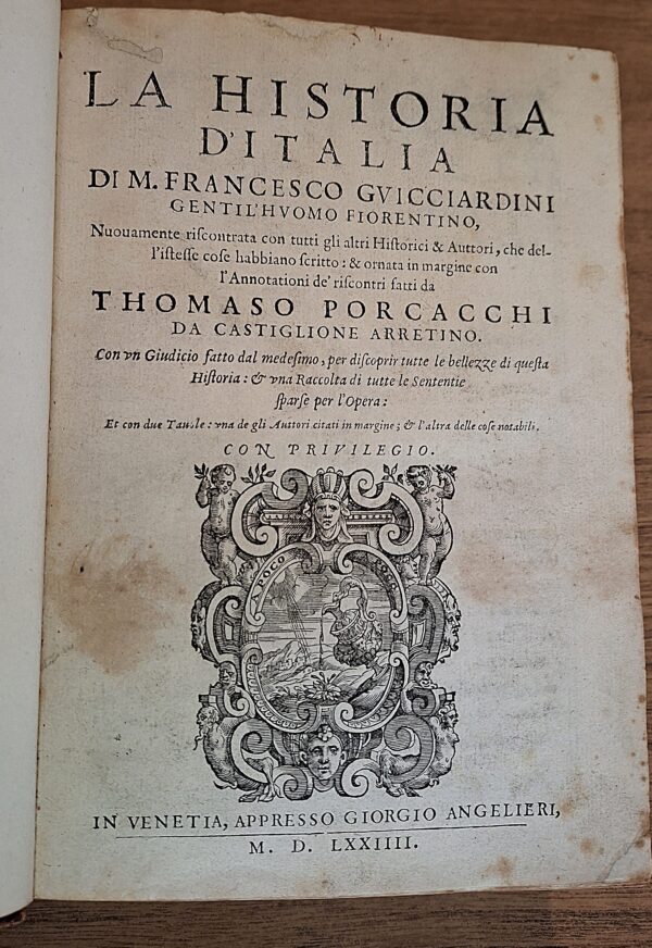 Francesco Guicciardini - Historia d'Italia - In Venezia, appresso Giorgio Angelieri, 1574 - immagine 3