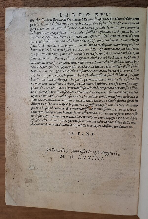 Francesco Guicciardini - Historia d'Italia - In Venezia, appresso Giorgio Angelieri, 1574 - immagine 7