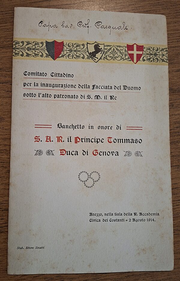 Raccolta di Documenti Originali sull’inaugurazione della Facciata del Duomo di Arezzo (1914)