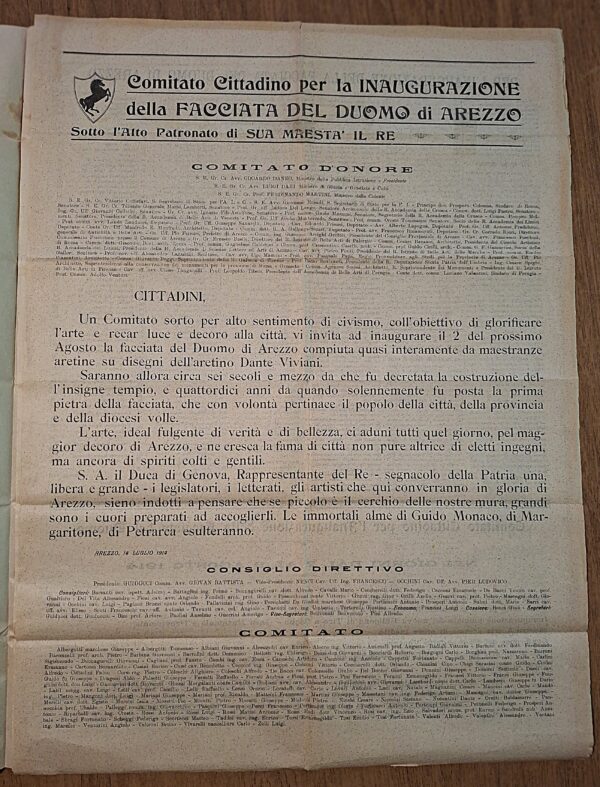 Raccolta di Documenti Originali sull’inaugurazione della Facciata del Duomo di Arezzo (1914) - immagine 11