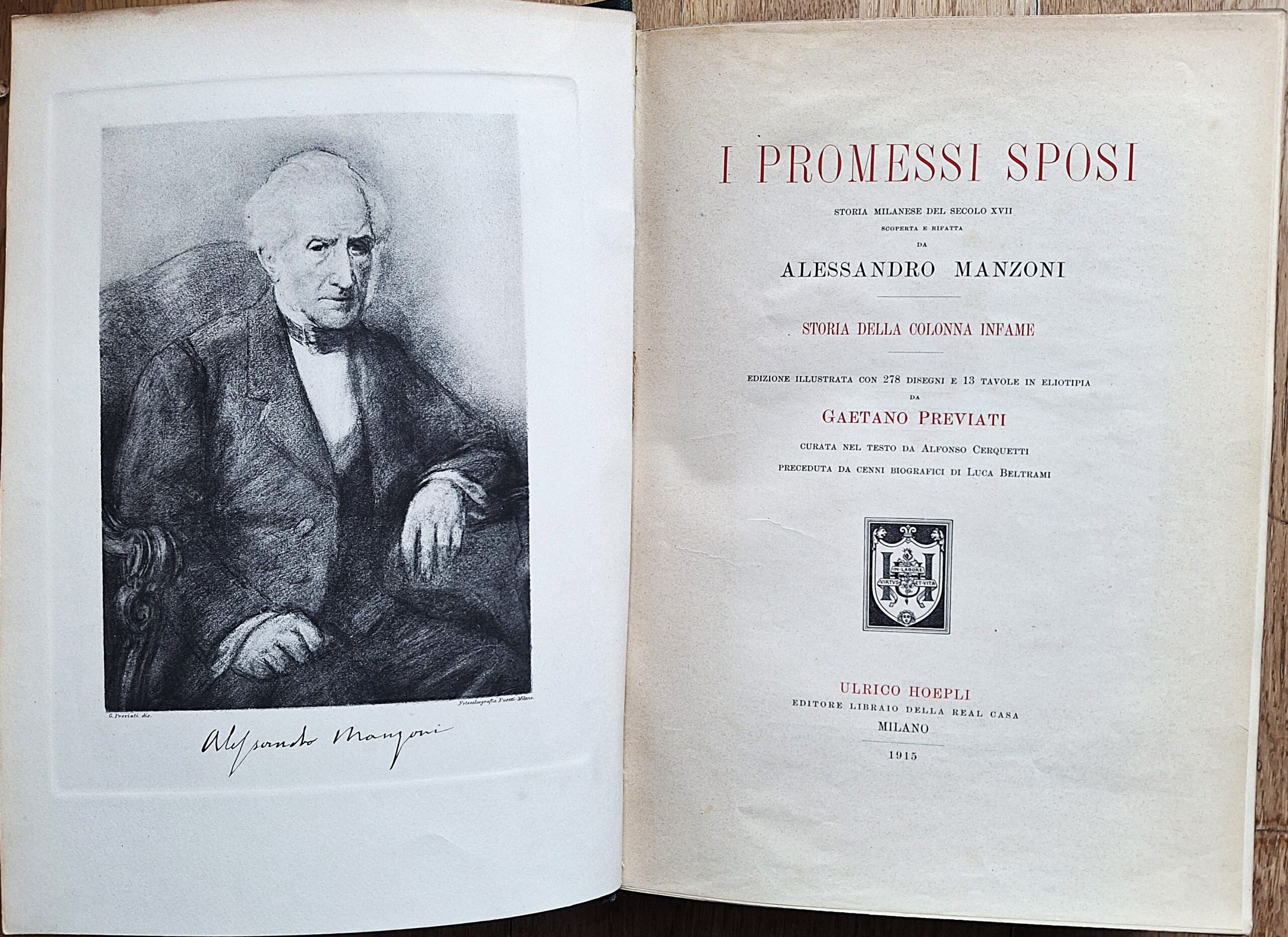 I Promessi Sposi. Storia milanese del secolo XVII. Scoperta e rifatta da Alessandro Manzoni - Milano, Ulrico Hoepli, 1915 - immagine 8